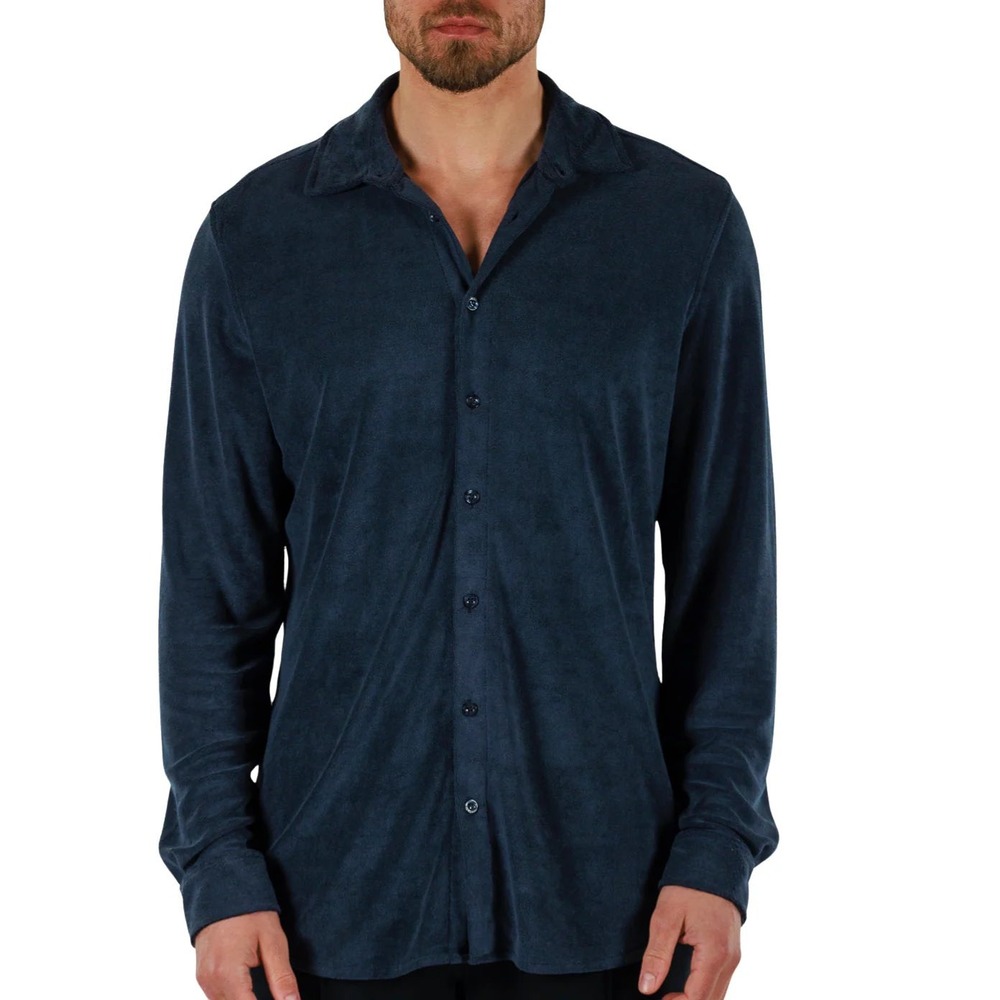 Bain de Mer St Tropez Towelling Bagatelle Terry Shirt Navy Blue Mens XXL NWT